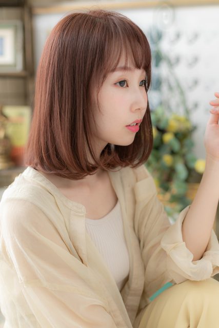 シースルーバング小顔前下がりメルトカラー