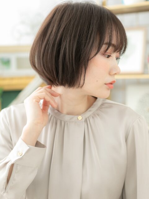 大人可愛い美髪丸み小顔ボブ20代30代