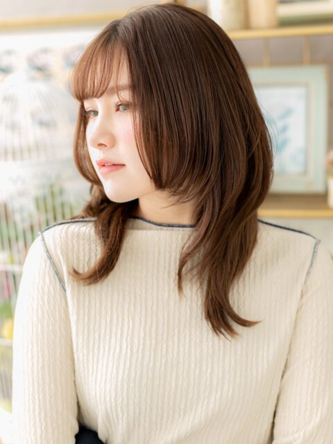 大人かわいい姫カットレイヤーミディ20代30代