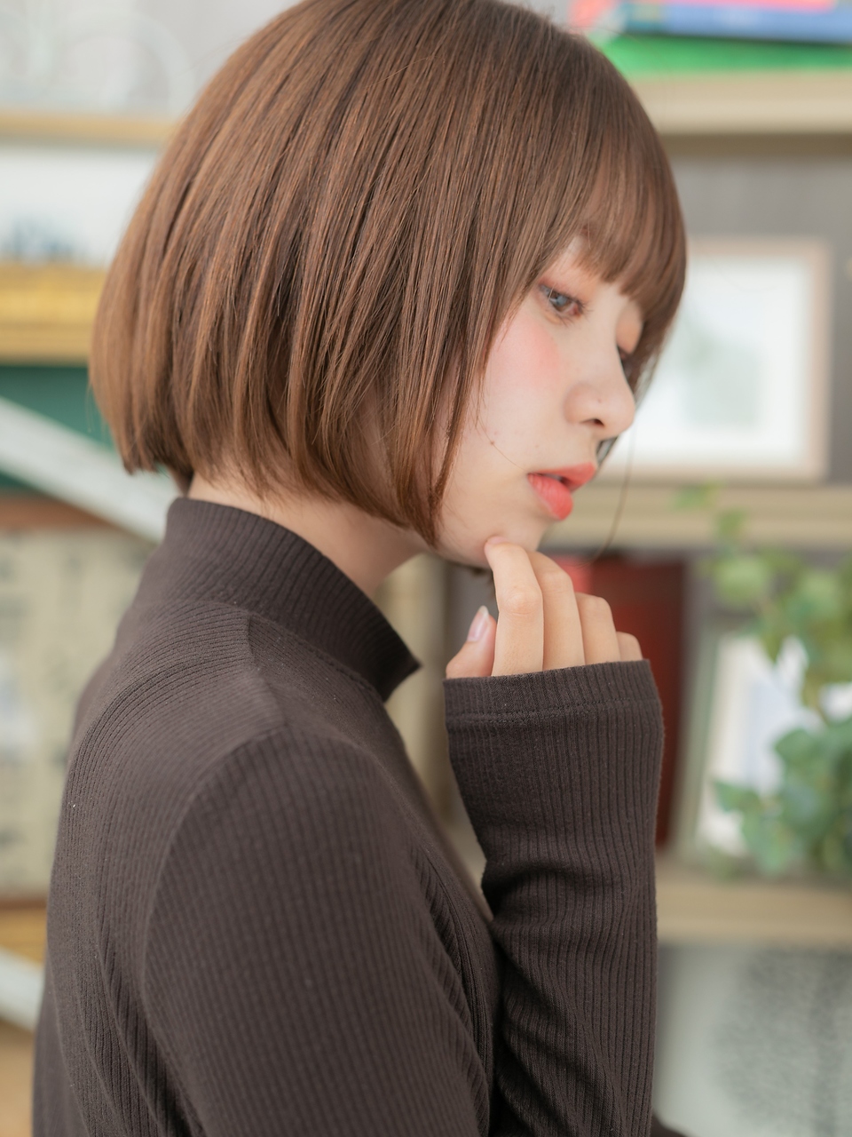 大人可愛い切りっぱなし小顔ボブ20代30代