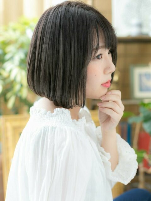 大人可愛い似合わせカット切りっぱなしボブ20代30代