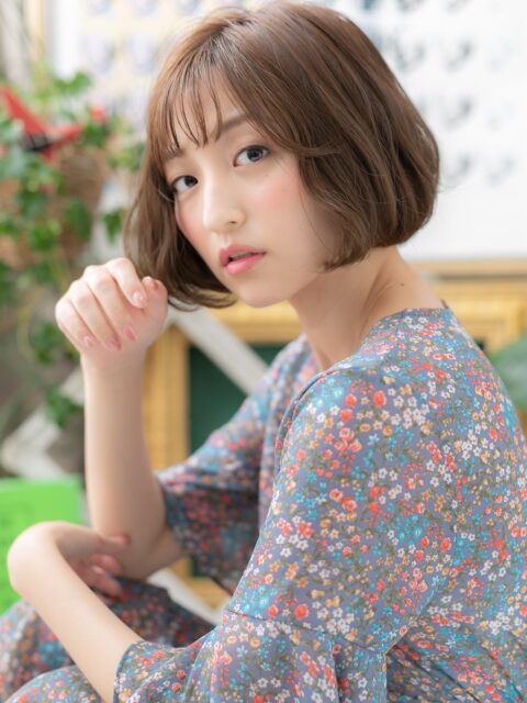 大人可愛いゆるふわ小顔ボブ20代30代