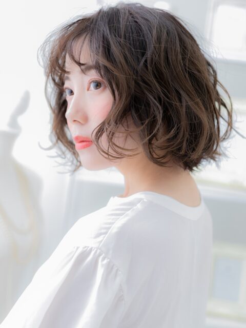 大人可愛いゆるふわ抜け感小顔ボブ20代30代