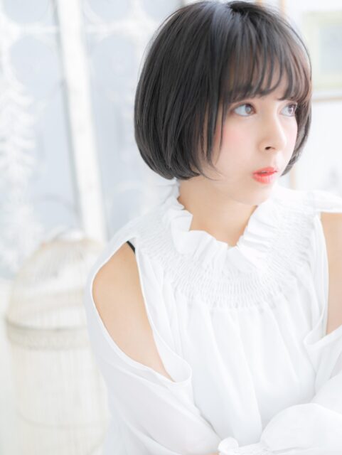 大人可愛いレトロワイドバングボブ20代30代