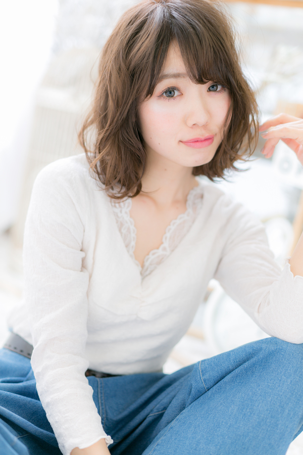 ハッピー☆ガーリー★くせ毛風小顔セミディ