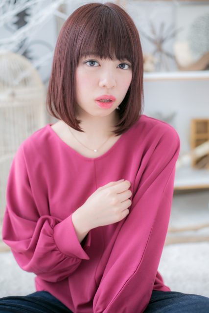 スイートカラーで♪ピュア☆前下がりボブ