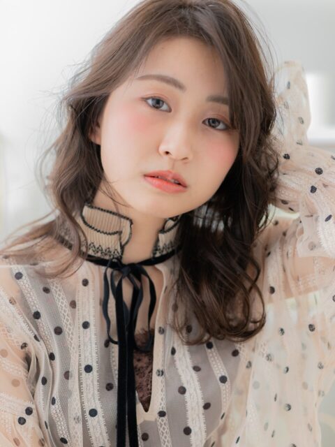 かきあげ前髪アシンメトリー抜け感ロング20代30代40代