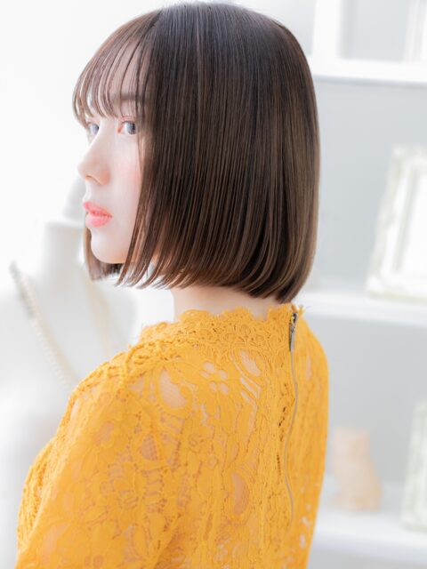 大人可愛いシースルーバングボブ20代30代