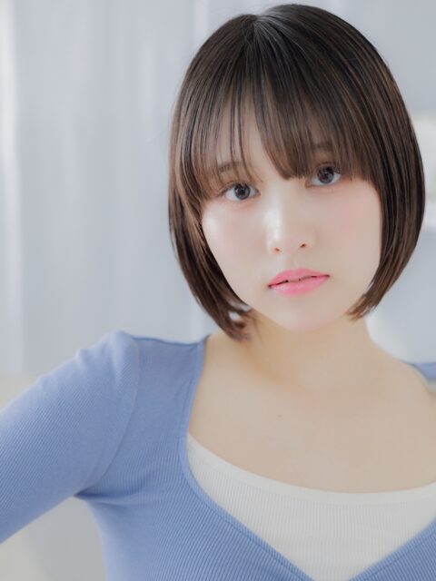 大人可愛い暗髪前下がりボブ20代30代
