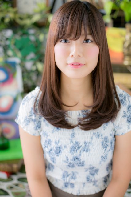 きちんと感◎斜めバングワンカールストレート