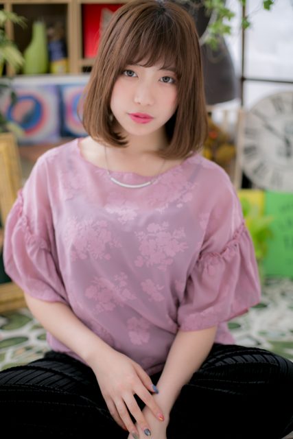 ワンカール＆斜めバング♪ナチュかわ小顔ミディ