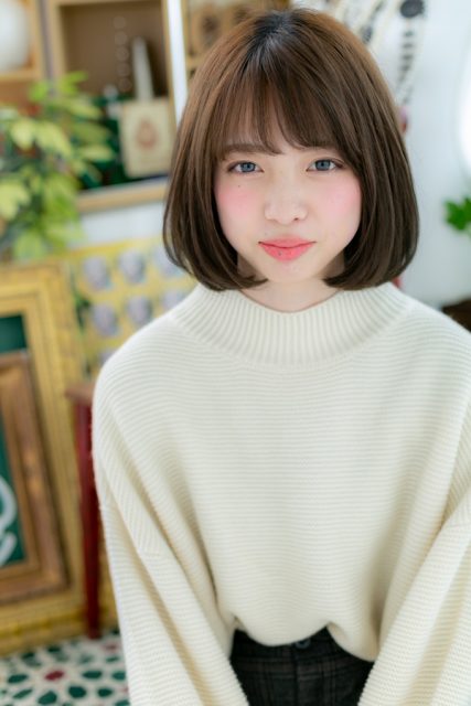 好感度大♪前下がり黒髪ナチュラルボブ