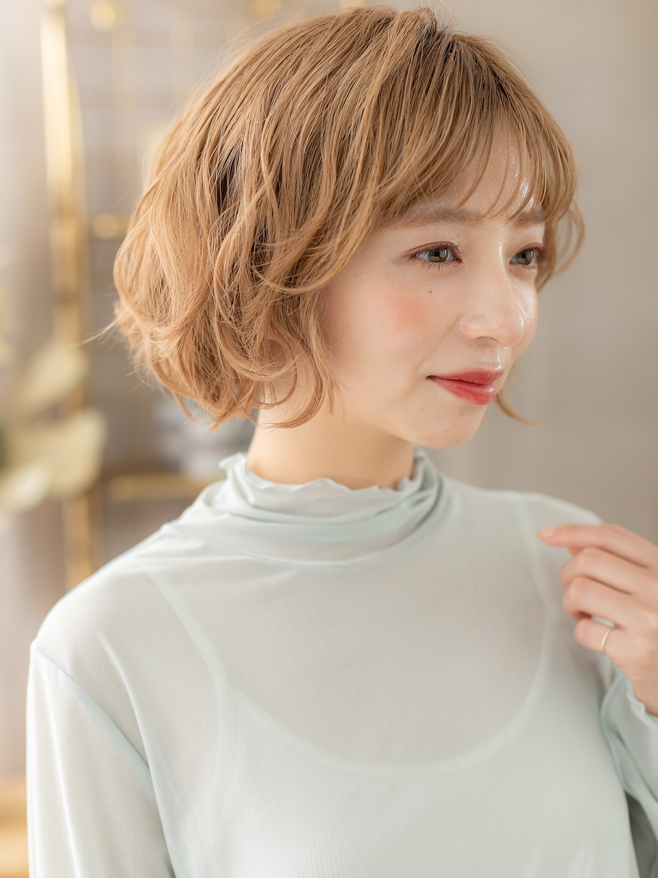 大人可愛いゆるふわボブパーマ20代30代