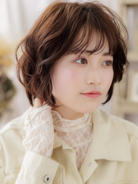 大人可愛いゆるふわ小顔ボブ20代30代