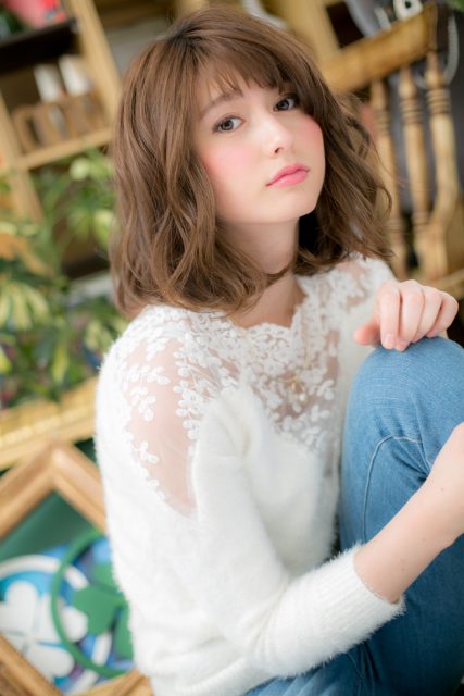 外国人風バレイヤージュランダムパーマ