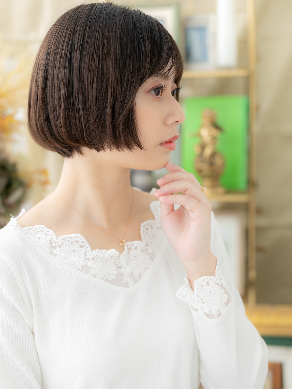 大人可愛い小顔ミニボブ20代30代