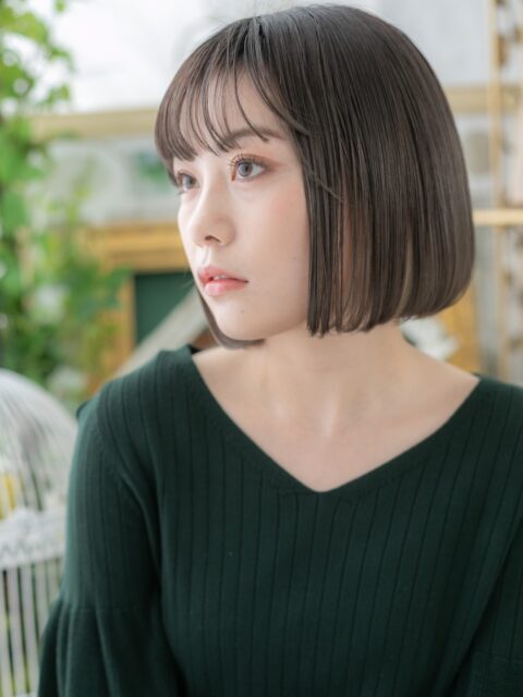 大人可愛い切りっぱなし小顔ボブ20代30代