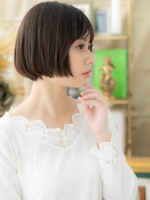 大人可愛い切りっぱなし小顔ボブ20代30代