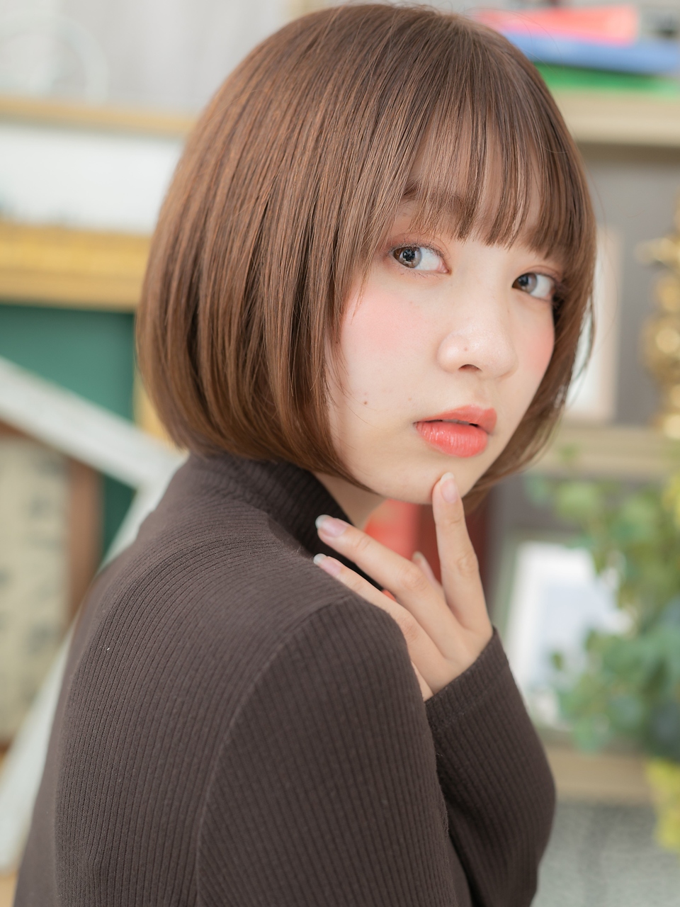 大人可愛い小顔丸みボブ20代30代