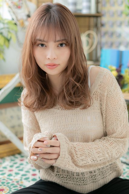 シースルー前髪外国人風小顔大人ハイライト