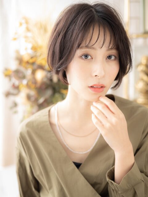 大人可愛いシースルーバング小顔ボブ20代30代