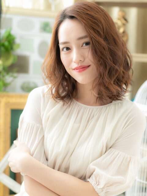 大人かきあげバングオンブレミディ20代30代
