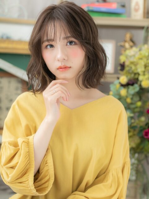 大人可愛いバレイヤージュウェーブミディアム20代30代