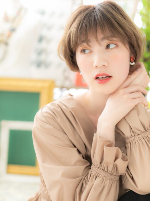 大人可愛いハイライト韓国風ボブ20代30代