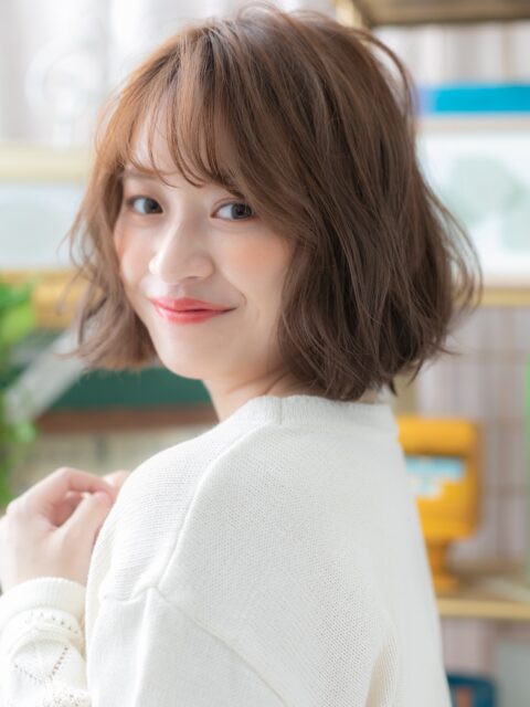 大人可愛いフレンチゆるふわボブ20代30代