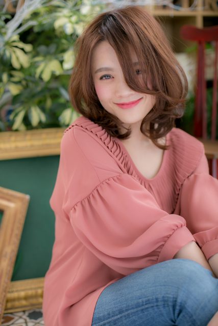 アシンメトリーこなれ感☆くせ毛風ふわミディ