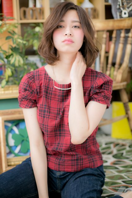 くせ毛風ひし形シルエットエアリーミディ