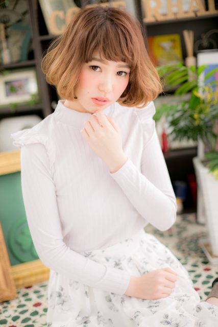 斜めバングｘ外国人風へムライト小顔グラボブ