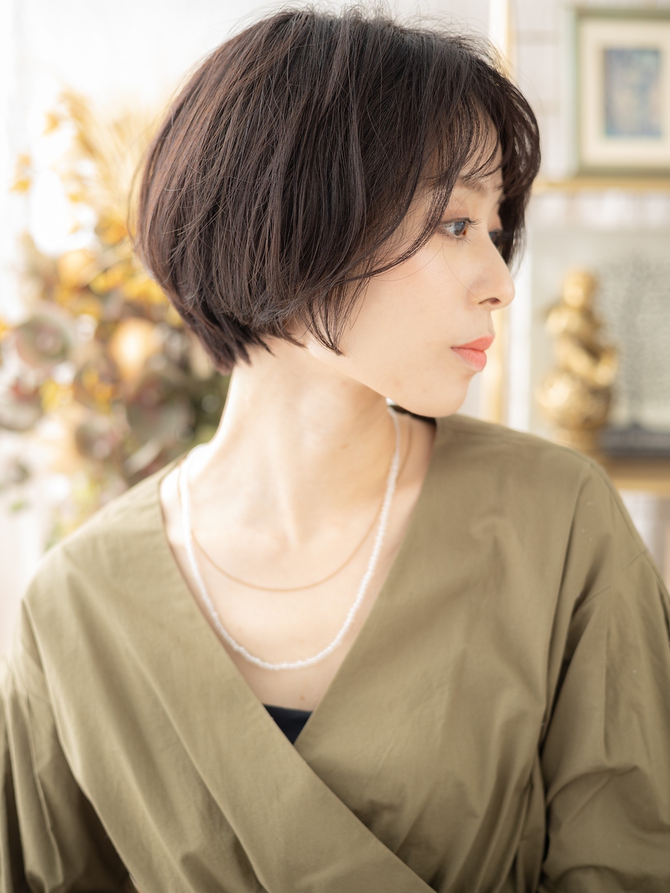 大人可愛いフェザーショートマッシュボブ20代30代