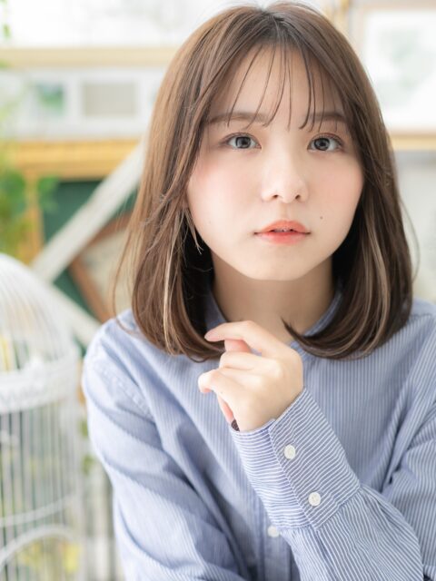 大人可愛いインナーカラーミストバングボブ20代30代