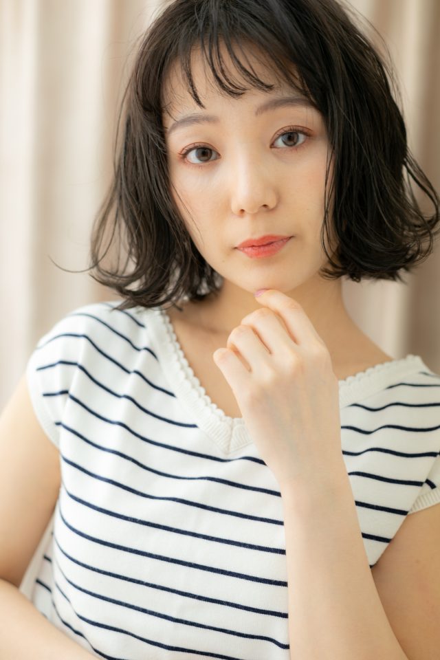 大人かわいいショートボブデジタルパーマレイヤーアッシュブラック20代30代