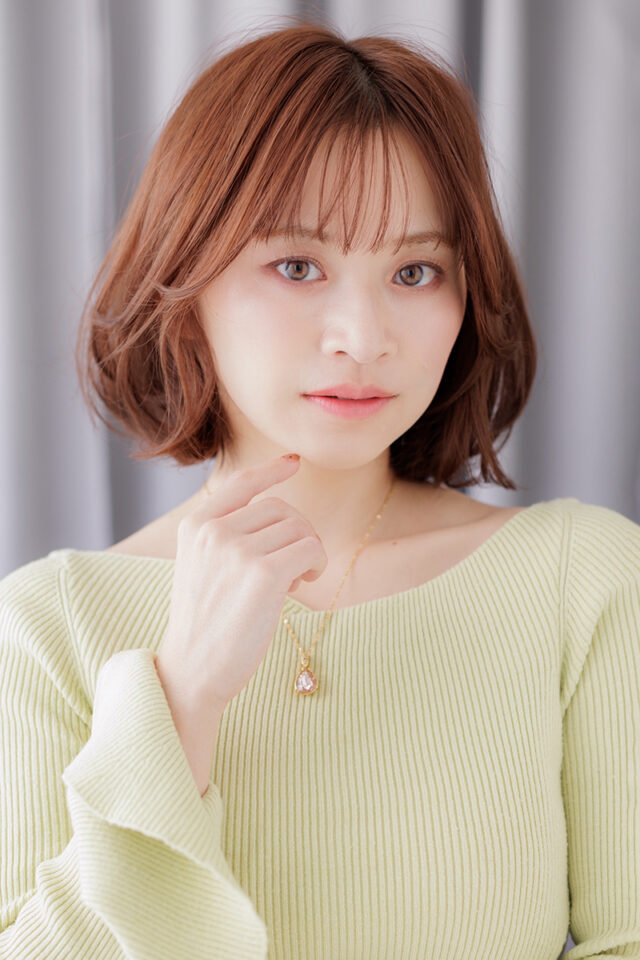 大人可愛いシースルーバング小顔ボブ20代30代