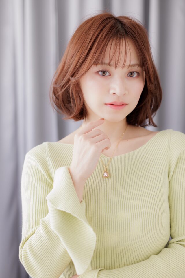 大人可愛いシースルーバング小顔ボブ20代30代